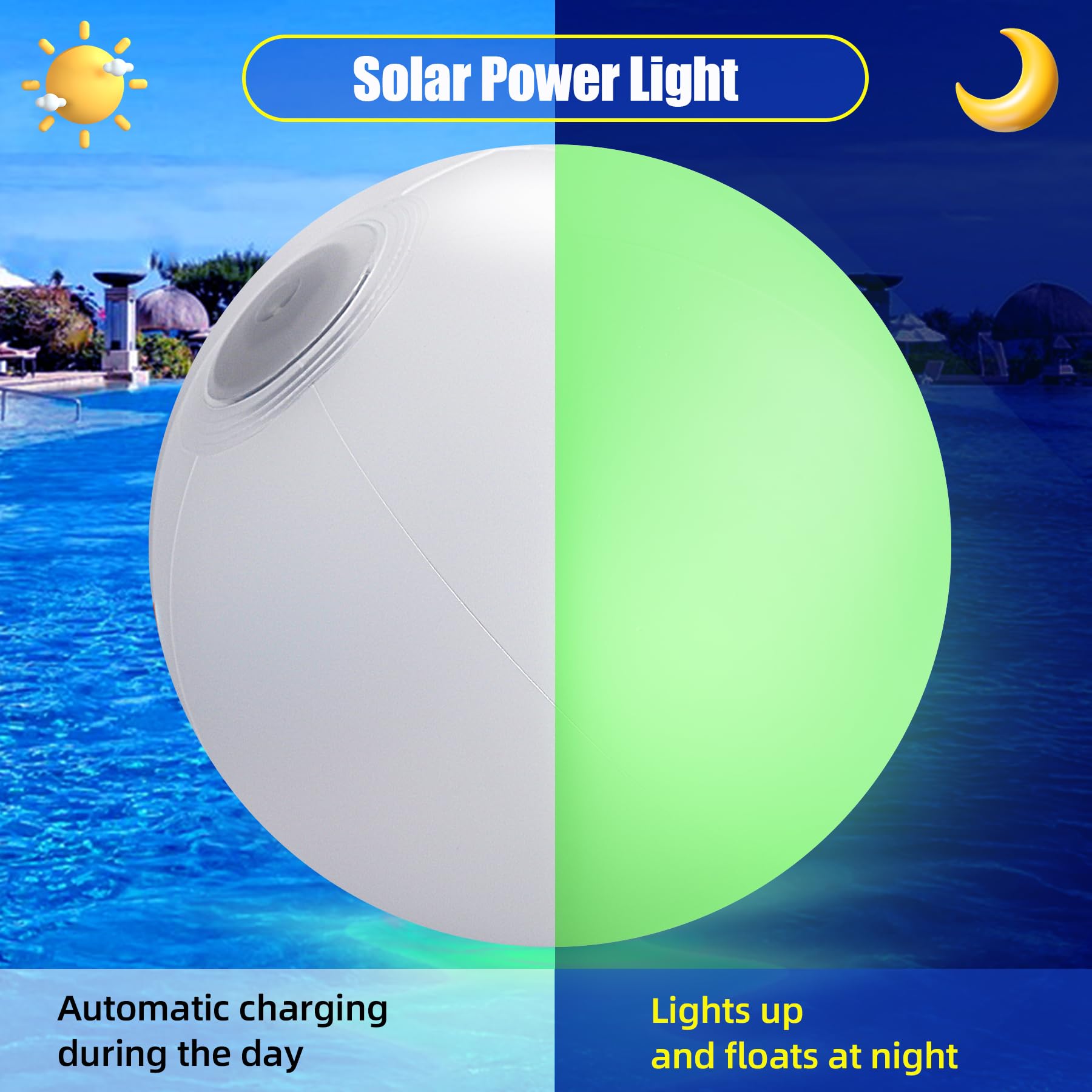Led Large Floating Pool Ball - 16 Inflatable Solar Beach Ball Pool Toys For Adults And Kids With Remote Control 16 Colors Lights