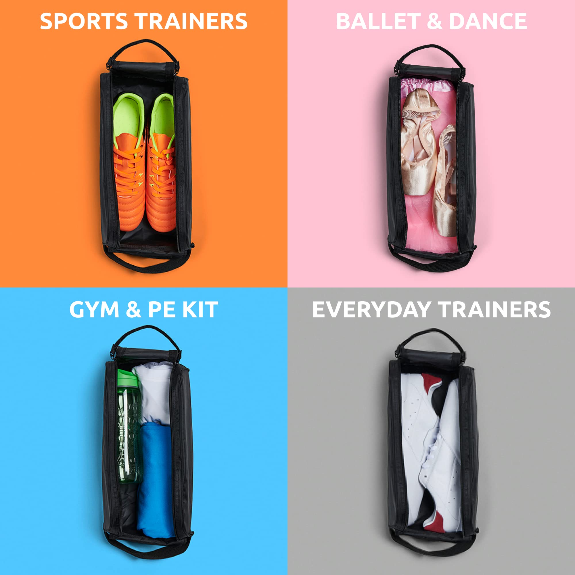 Case4Life - Black Sneaker Shoe Duffle Bag For Travel, Gym, Sport & Soccer Shoes - Heavy Duty & Water Resistant Design