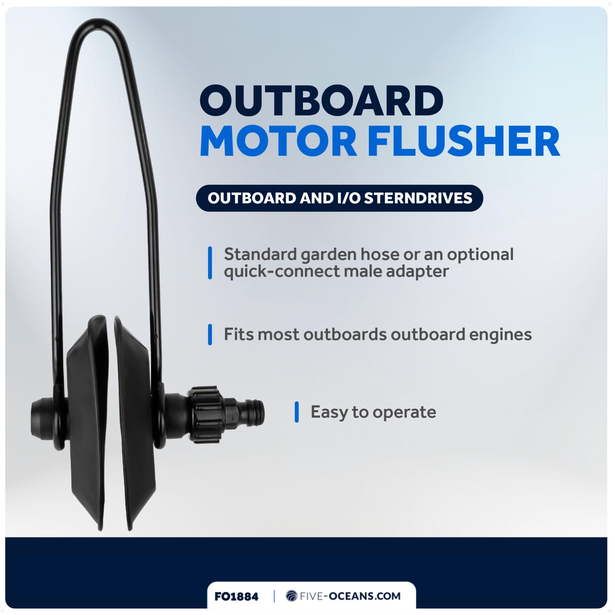 Five Oceans Outboard Motor Muffs, Universal Outboard Motor Flusher, Black Pvc Marine Grade Rectangular Muffs, Coated Steel Brack