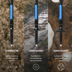 Fizan Compact 3 Trekking Poles - 5.6 oz Ultralight, Backpacking, Thru Hiking Poles, Adjustable, Collapsible, Customized Fit, EVA