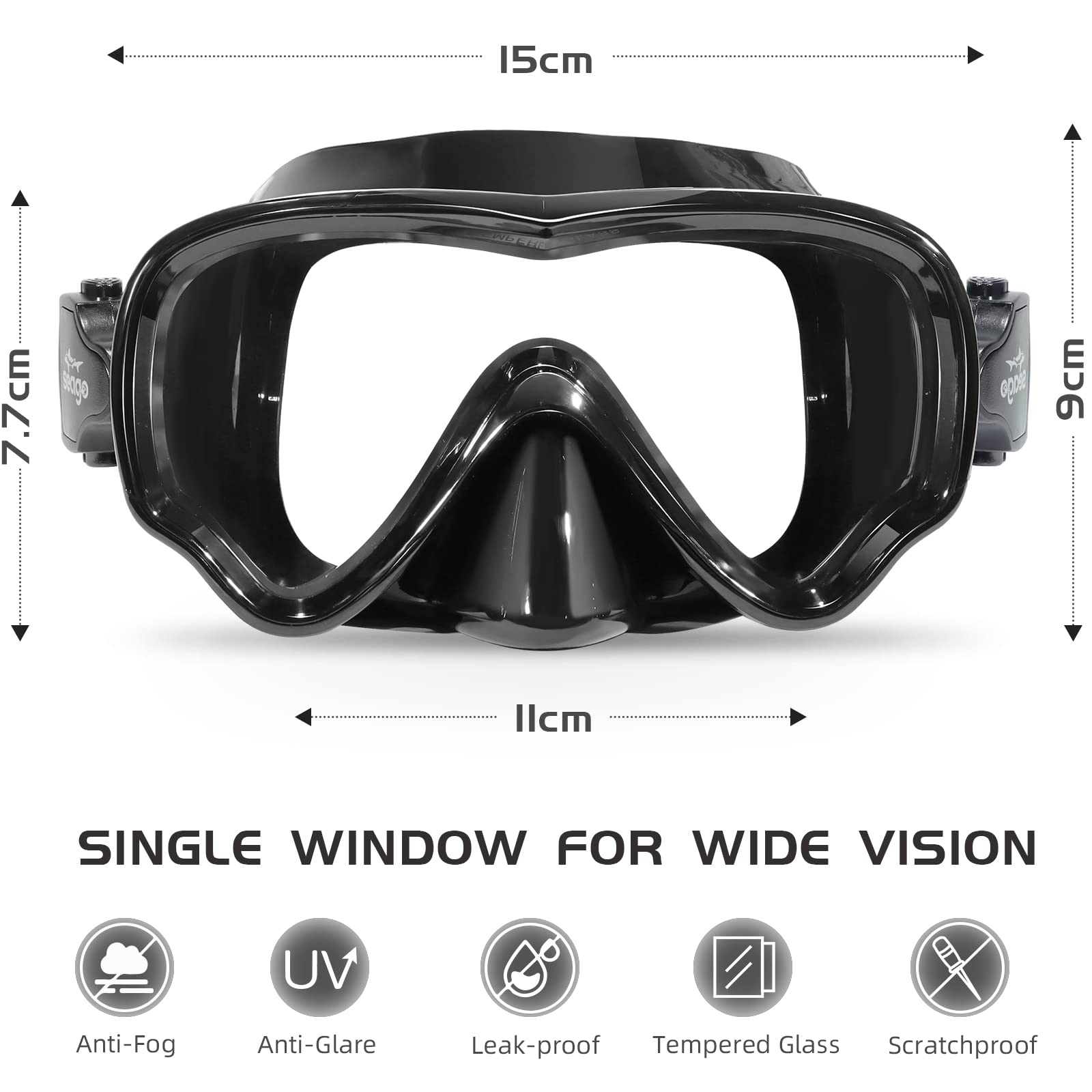 Seago Swim Goggles Snorkel Mask Diving Scuba Mask Snorkeling Goggles for Kids Boys Girls Youth, Anti-Fog 180 Clear View Kids Poo