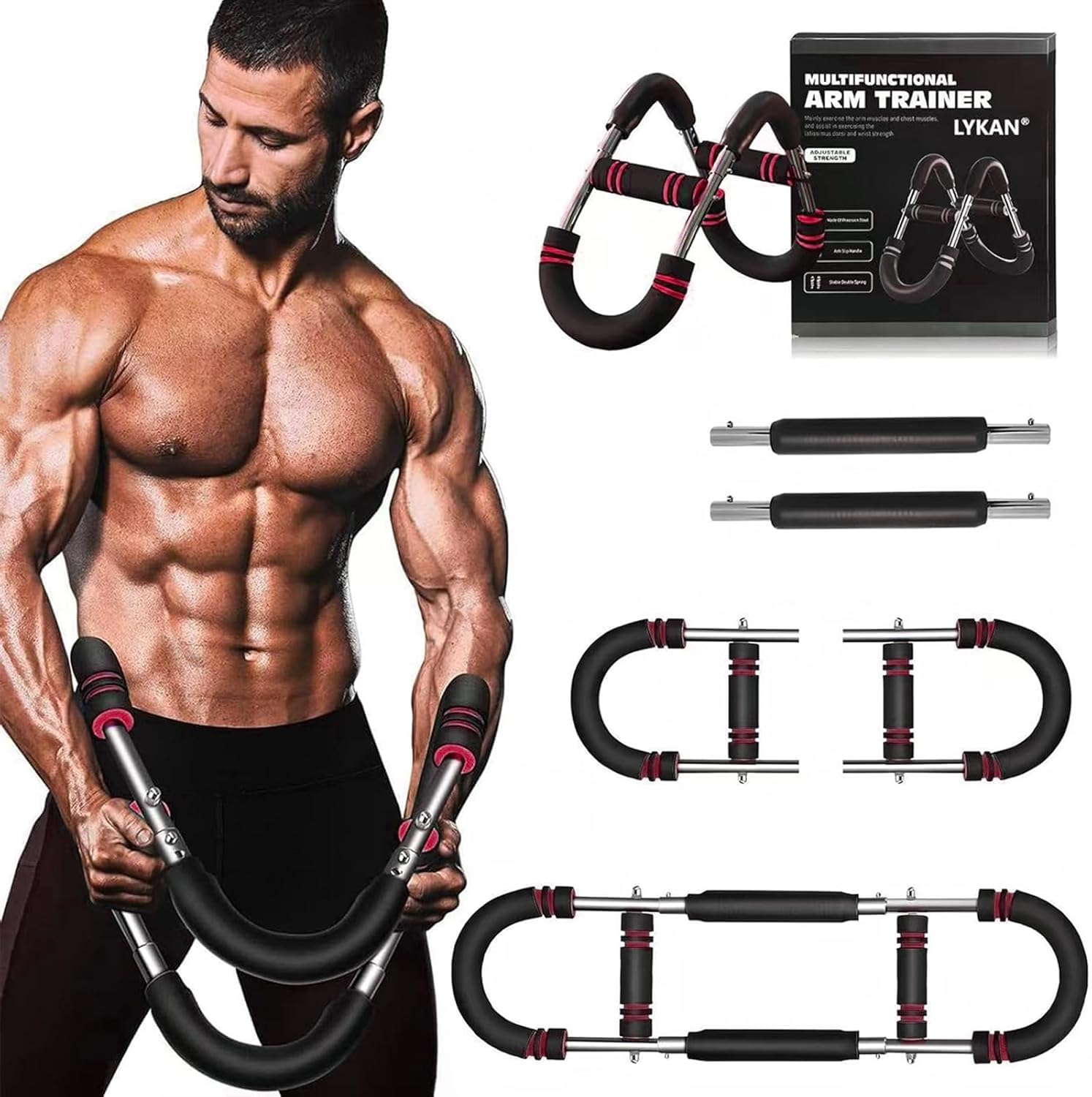 Saker Twister Arm Trainer, 40-100Lb Adjustable Chest Workout Equipment Power Twist Arm Trainer, Forearm Strengthener, Portable S