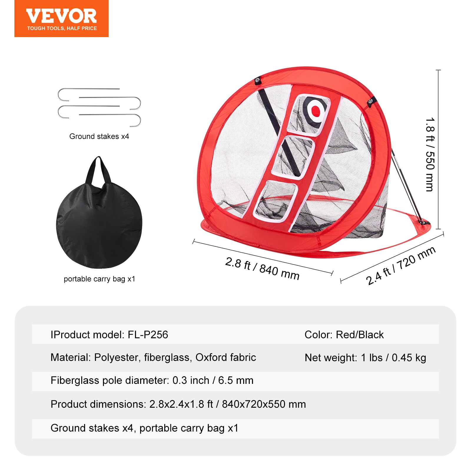 Vevor Golf Chipping Net, Pop Up Golf Practice Net, Portable Indoor Outdoor Home Golf Hitting Aid Net With Target And Carry Bag,
