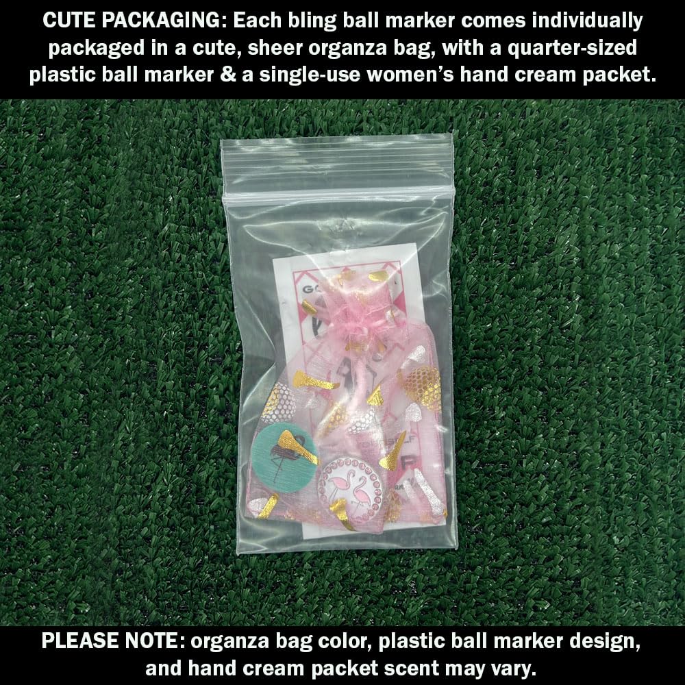 Giggle Golf Bling Golf Ball Marker With A Standard Magnetic Hat Clip  Great Gift For Women (Flamingos)