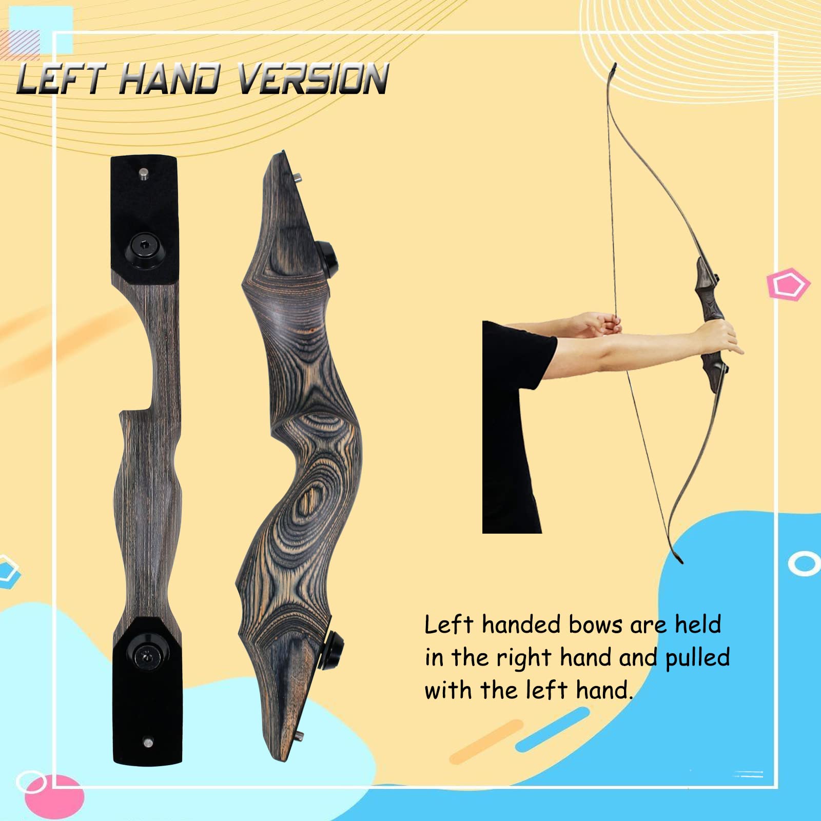 Sinoart 60 Takedown Longbow Archery Wooden Archery Bow Included Fur Rest Pad Stringer Tool Tab String Nocks Right And Left Hand