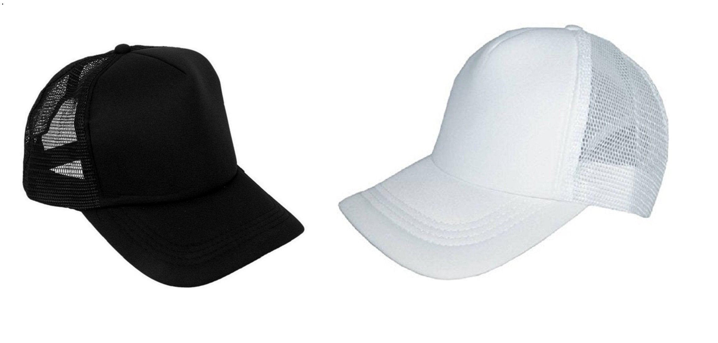 Michelangelo White Half Mesh Cap And Black Half Net Unisex Cap Combo