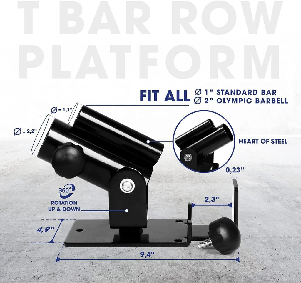 Yes4All Deluxe T-Bar Row Platform - Landmine Row Handle Full 360A Swivel & Easy To Install - Fits Perfectly 1A And 2A Barbell (B