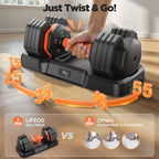 2025 Updated Adjustable Dumbbell Set of 2, 5-IN-1 Weights Dumbbell Set with Storage Box, 25lbs/55lbs Adjustable Weights with Ant