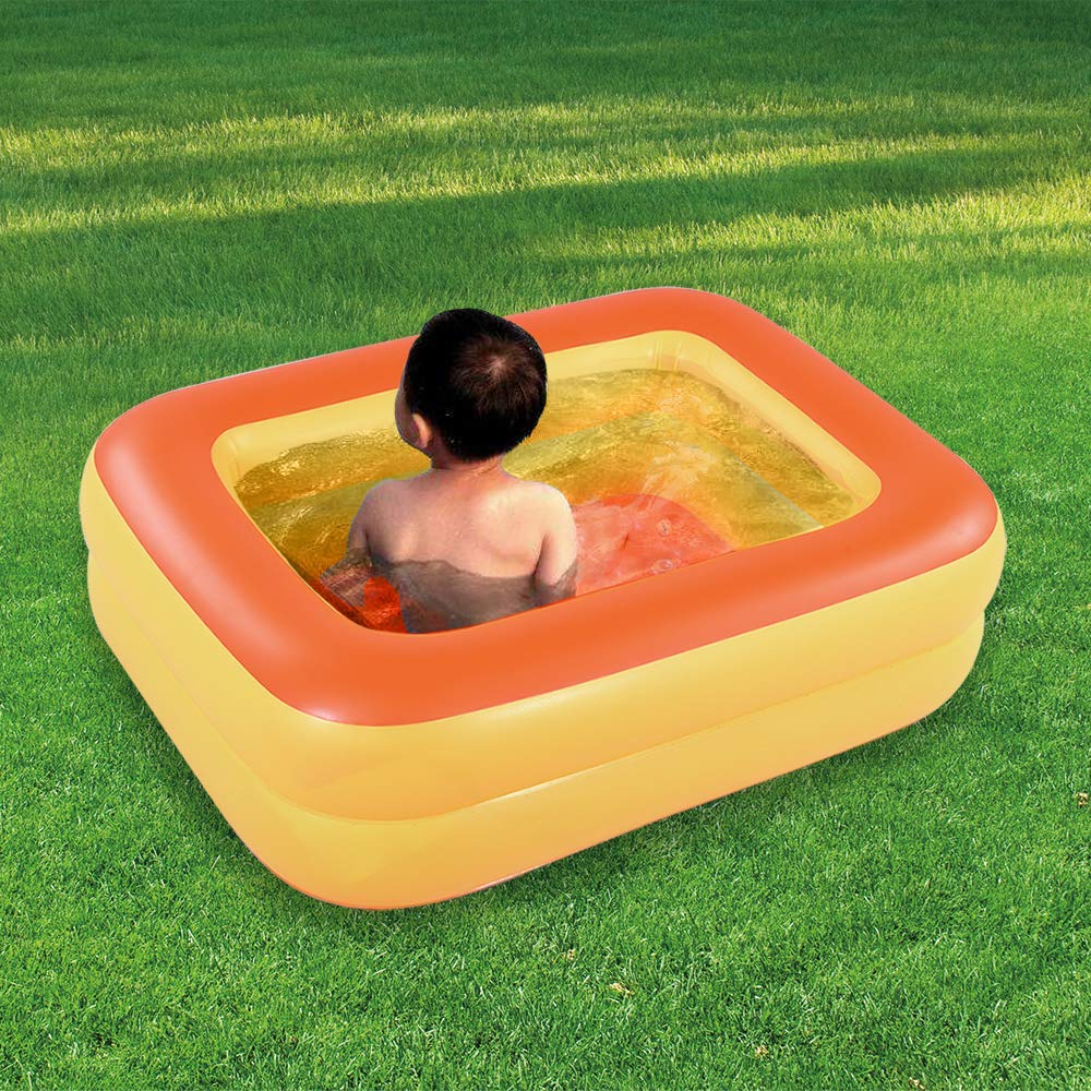 Hiwena Inflatable Kiddie Pool, 45'' X 35'' X 14'' Orange Kids Swimming Pool Summer Water Fun Bathtub With Inflatable Soft Floor