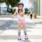 Adjustable Kids Roller Skates for Girls and Boys Ages 3-5 5-8 8-12, All 8 Wheels of Girls Skates Shine, Safe and Fun Illuminati