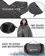 Dukuseek Hooded Stadium Blanket, Waterproof Windproof Outdoor Fleece Blanket - Large (79 ''X 59 ''), Portable, Wearable, Warm Fo