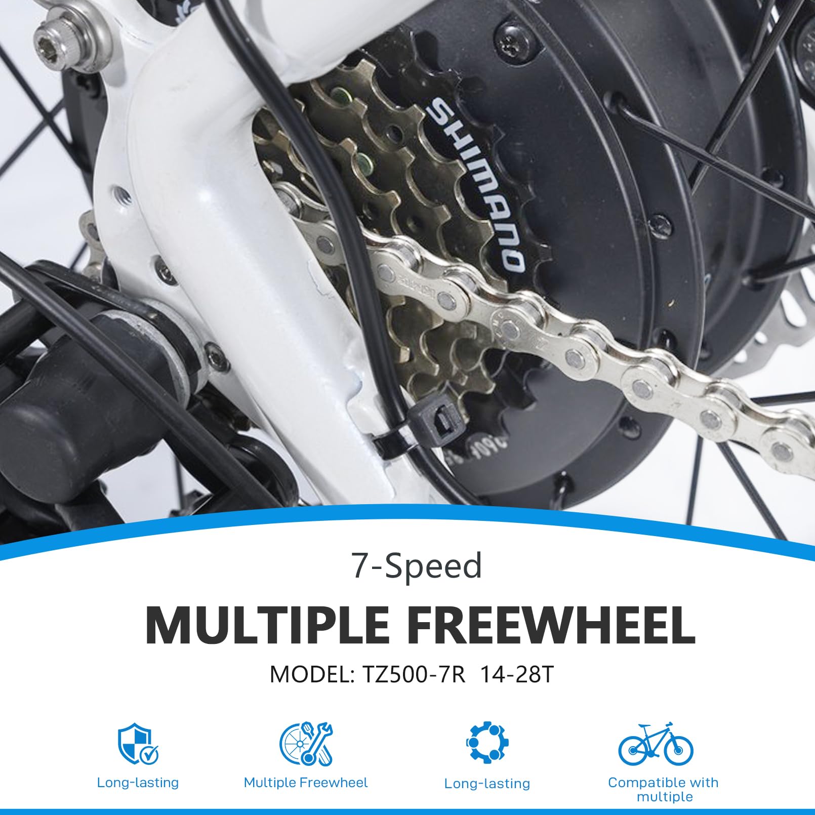 Rainflowwer Shimano 7 Speed Bike Freewheel, Mf-Tz500-7 Bicycle Freewheel 14-28T Multiple Freewheel Cycling Replacement Part