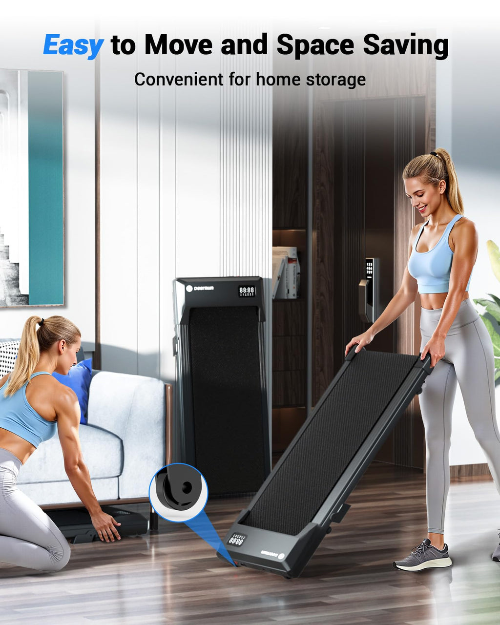 Deerrun 2025 Upgrade Walking Pad - Raceable Smart Under Desk Treadmill With Rewards Program, Quick Setup, 2.5Hp, App/Remote Cont