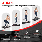 Sperax Walking Vibration Pad with Manual Incline,Under Desk Treadmill for Home,4 in 1 Vibration Plate Exercise Machine with APP,