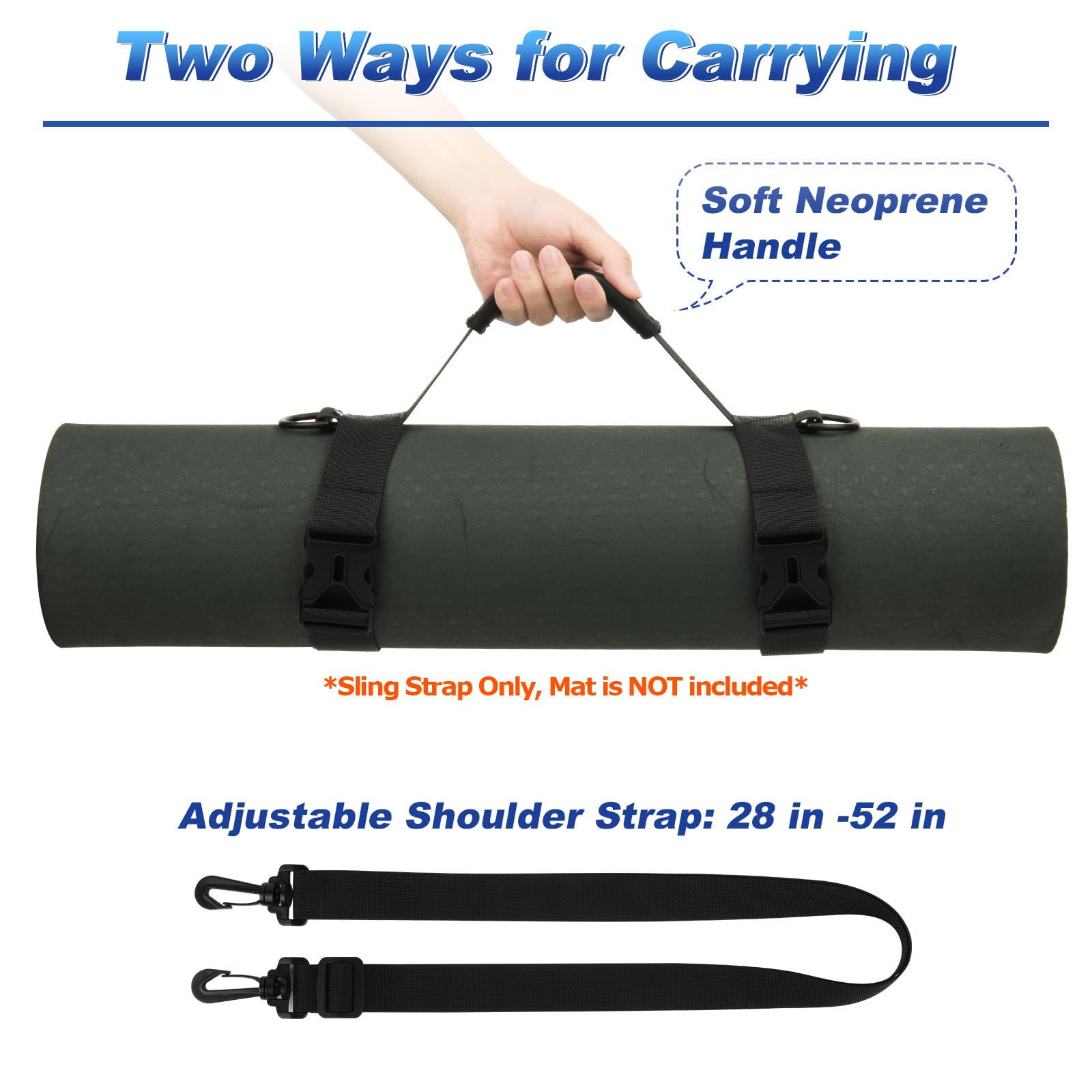 Cosmos Portable Yoga Mat Strap Mat Sling Picnic Blanket Strap With Adjustable Shoulder Strap & Handle For Festivals Picnics Camp
