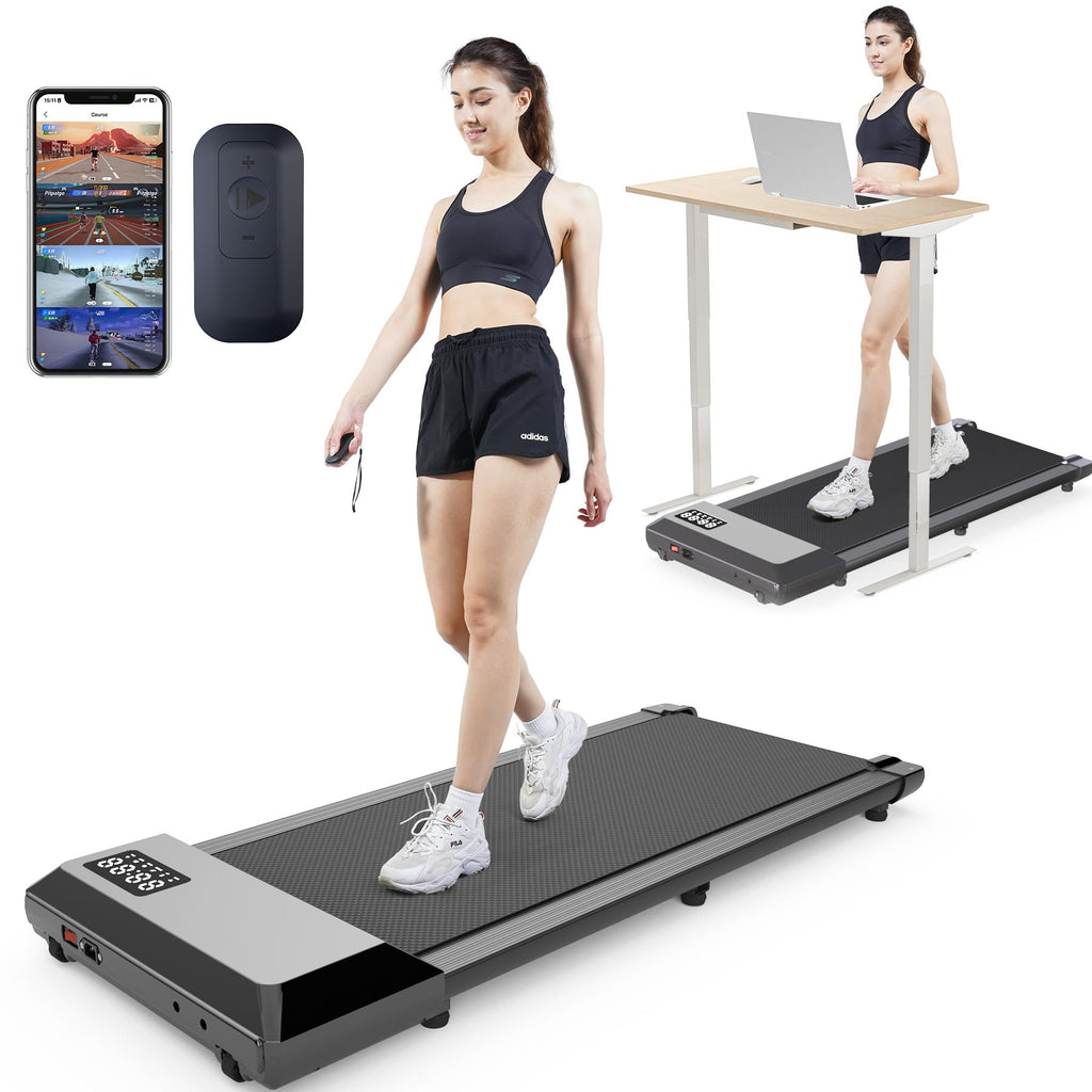 Deerrun Walking Pad, 2024 Upgrade Smart Walking Treadmill Under Desk, Led Display & App/Remote Control Small Treadmills For Home