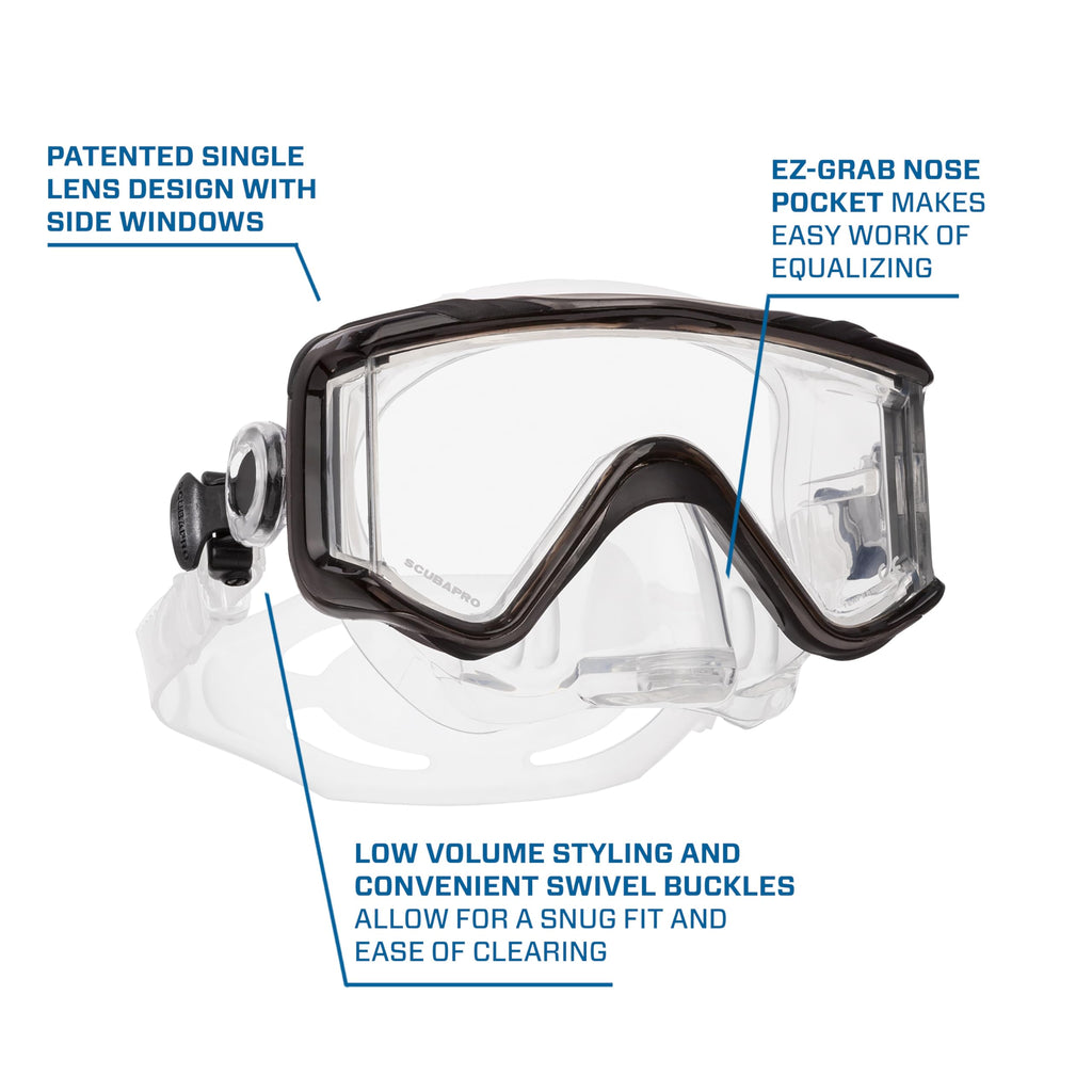 Scubapro Crystal Vu Plus Diving Mask With Purge Valve, Black/Gray