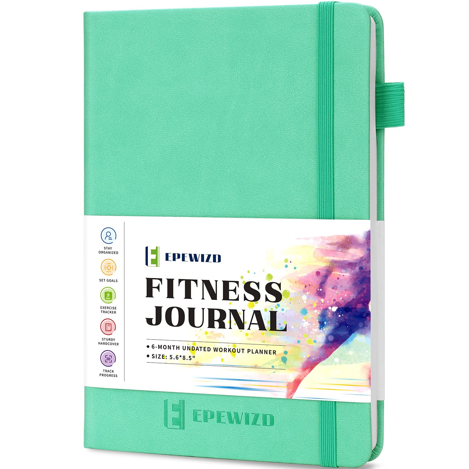 Epewizd Fitness Journal Hardcover 6- Month Workout Planner Undated Workout Log Book Home Gym Accessories For Women And Man(Green