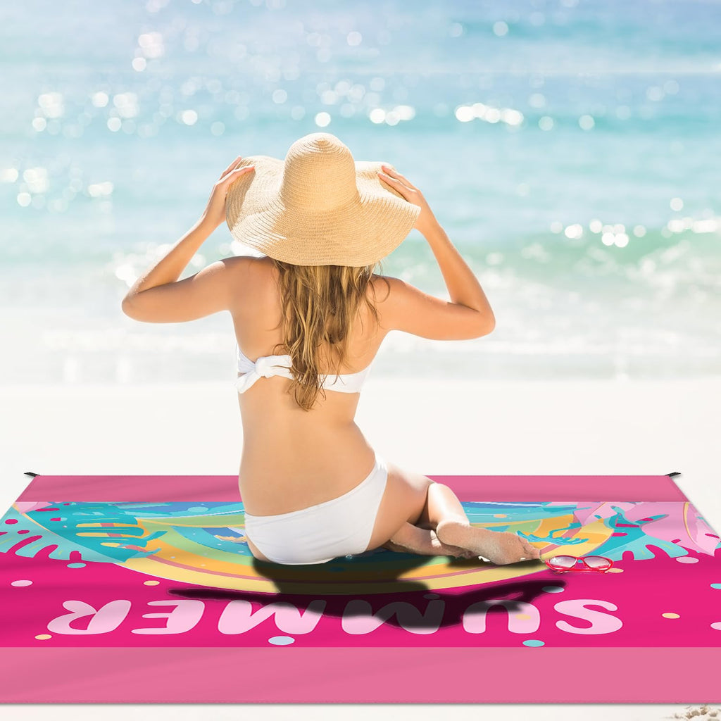 Dpwcvm Beach Blanket Waterproof Sandproof Large Beach Mat 79 X 83 For 2-4 Adults Sand Free Mat Quick Drying,Lightweight & Durabl