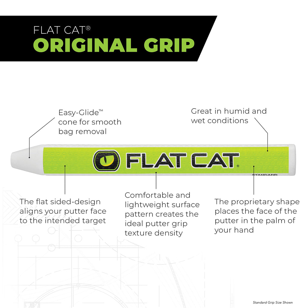 Flat Cat Putter Grip, Standard 8707Nt, Slightly Oversized Non-Tapered Golf Grip, Flat Sides Put The Feeling Of A Square Putter F