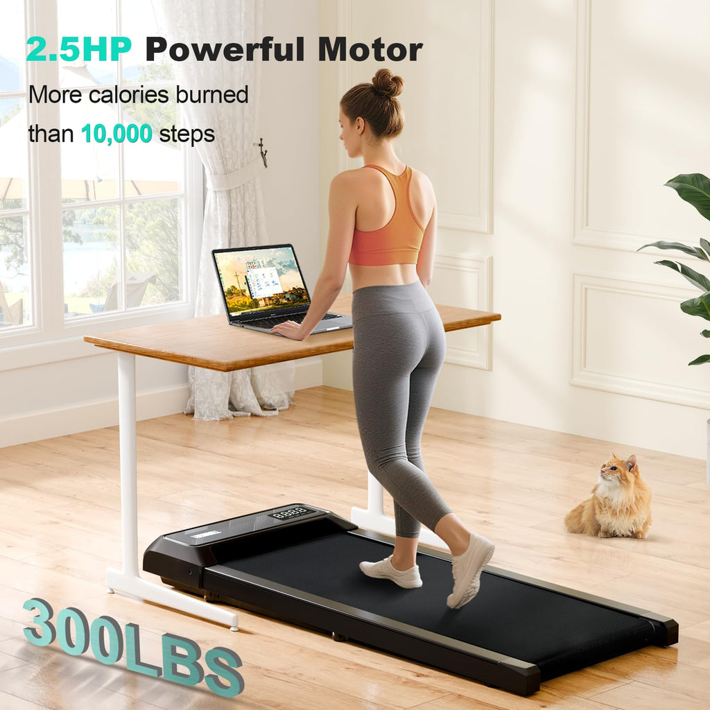 MoonFox Walking Pad Treadmill, 3 in 1 Under Desk Treadmill for Home Office w/2.5HP Motor/4.0MPH/45dB, Walking Pad w/Safety Handl