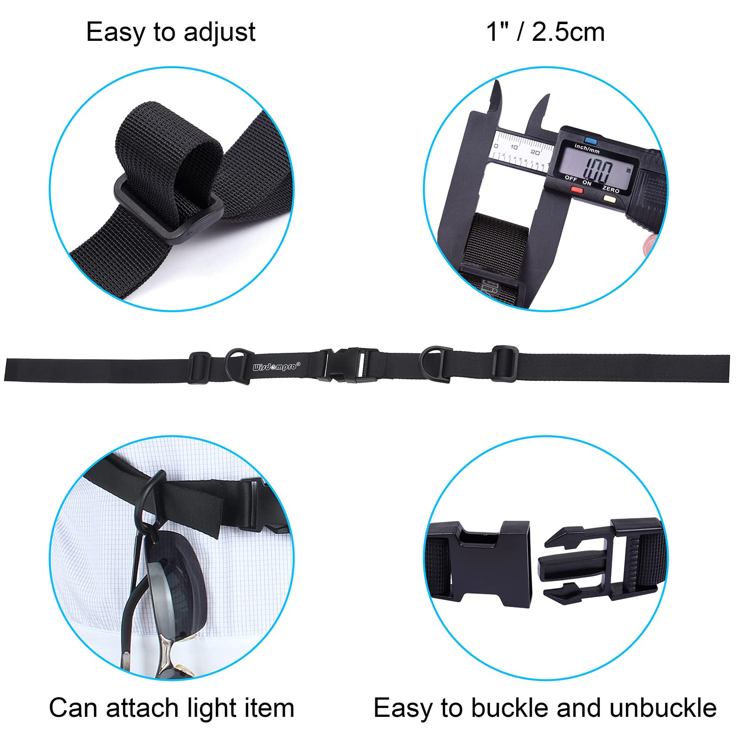 Wisdompro Backpack Chest Strap, Heavy Duty Adjustable Backpack Sternum Strap Chest Belt With Quick Release Buckle For Hiking And
