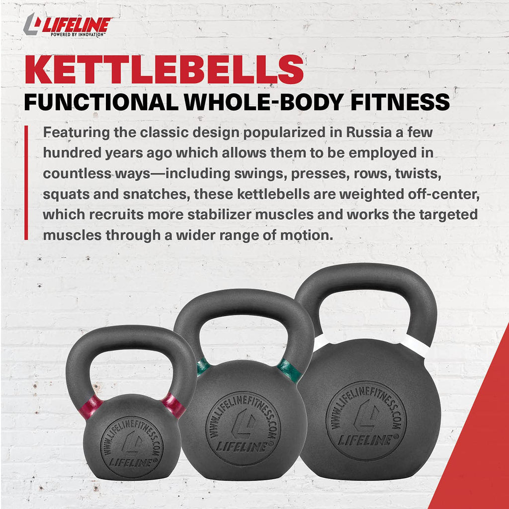 Lifeline Kettlebell Weight - 24 Kg/53 Lb , Black