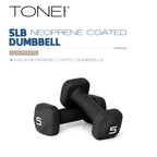 Tone Fitness 5 lb Neoprene Dumbbell Pair for Home Workouts - Non-Slip Design - Black