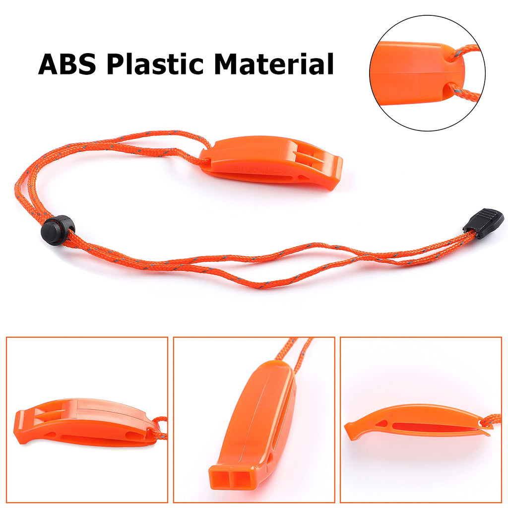 Julbear 6Pcs Emergency Whistles With Adjustable Reflective Lanyard Plastic Safety Survival Whistle Marine Boat Whistle For Boati
