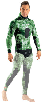 Seac Ghost, Jacket In 7 Mm Ultrastretch Neoprene With Incorporated Hood For Freediving And Spearfishing, Camo Green, Large
