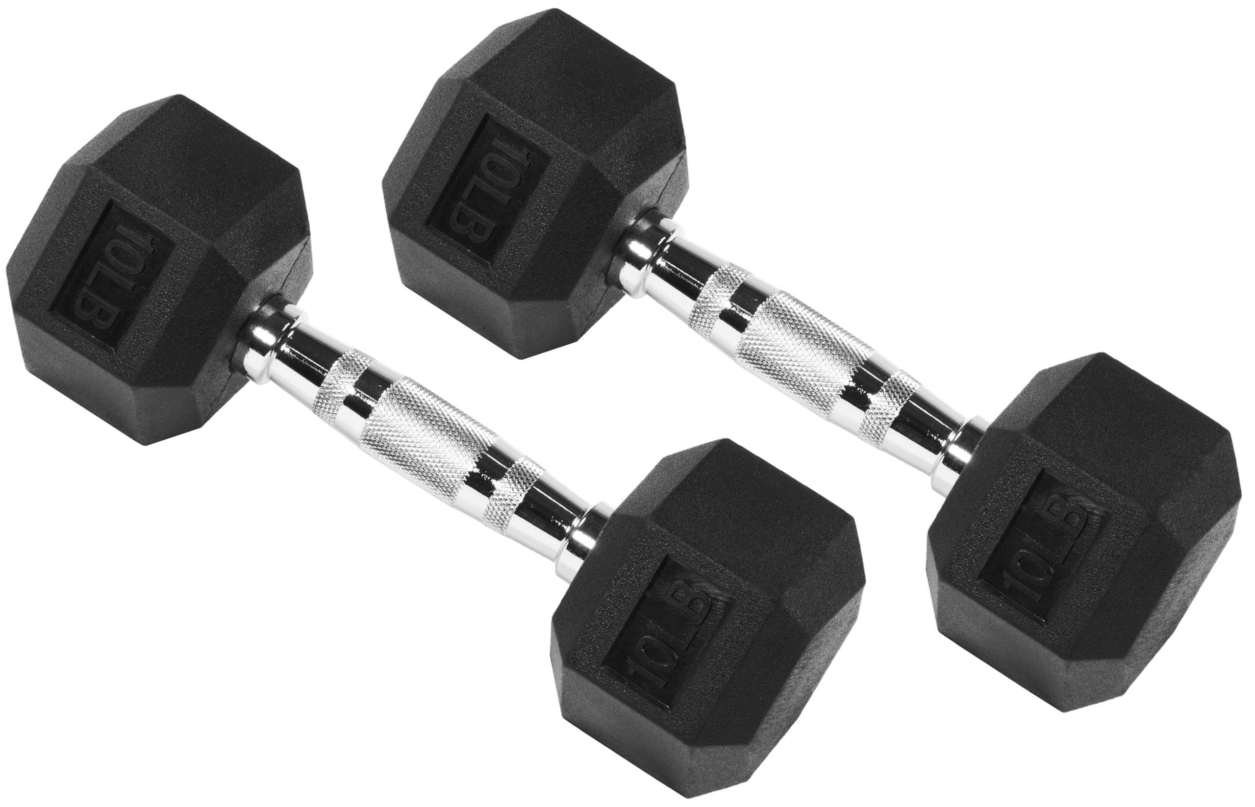 Signature Fitness Rubber Encased Hex Dumbbell, 10Lb Pair