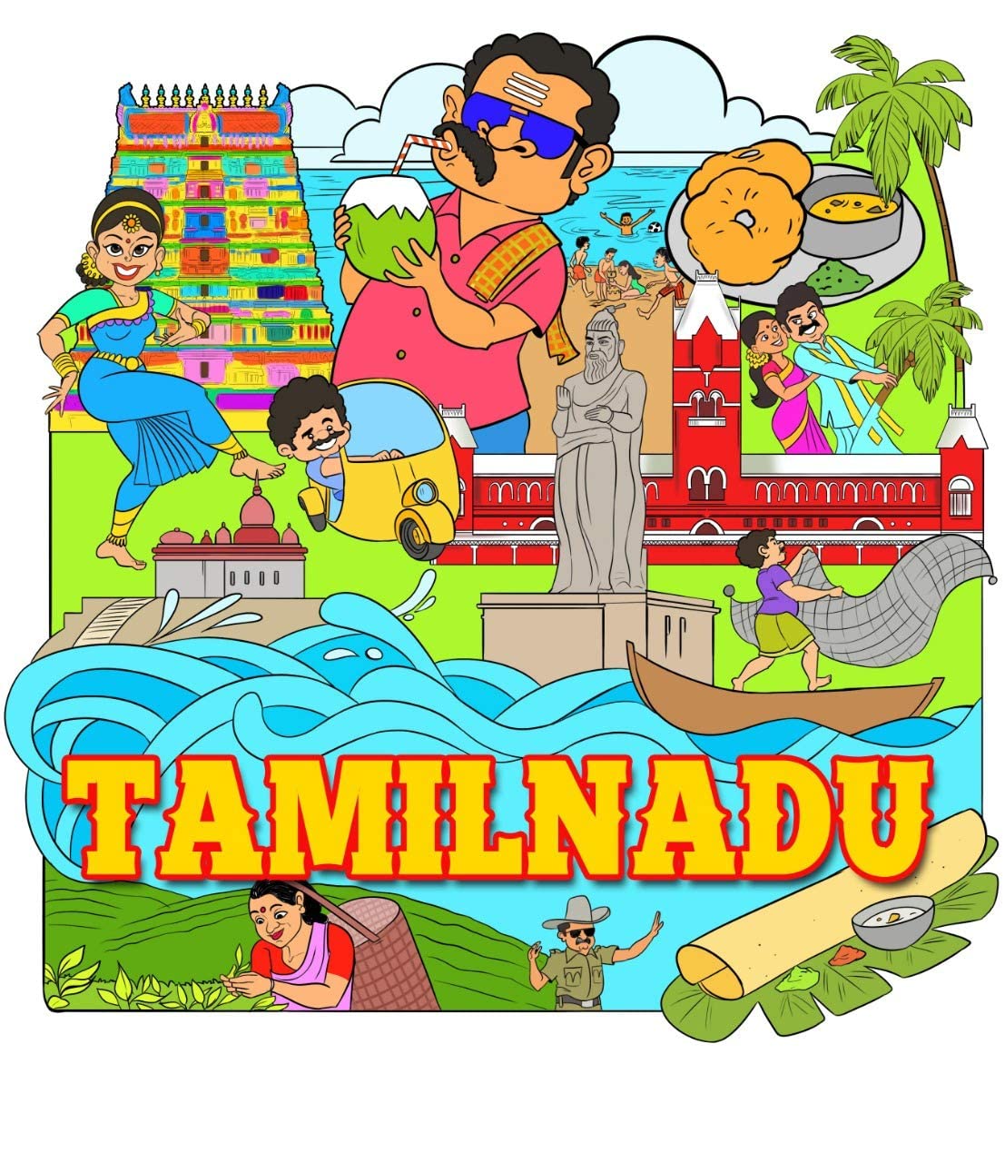 VVWV Tamilnadu India Souvenir Wooden Fridge Magnets Refrigerator Home Kitchen Dcor MDF Fridge Magnet L X H 3 X 3 Inch