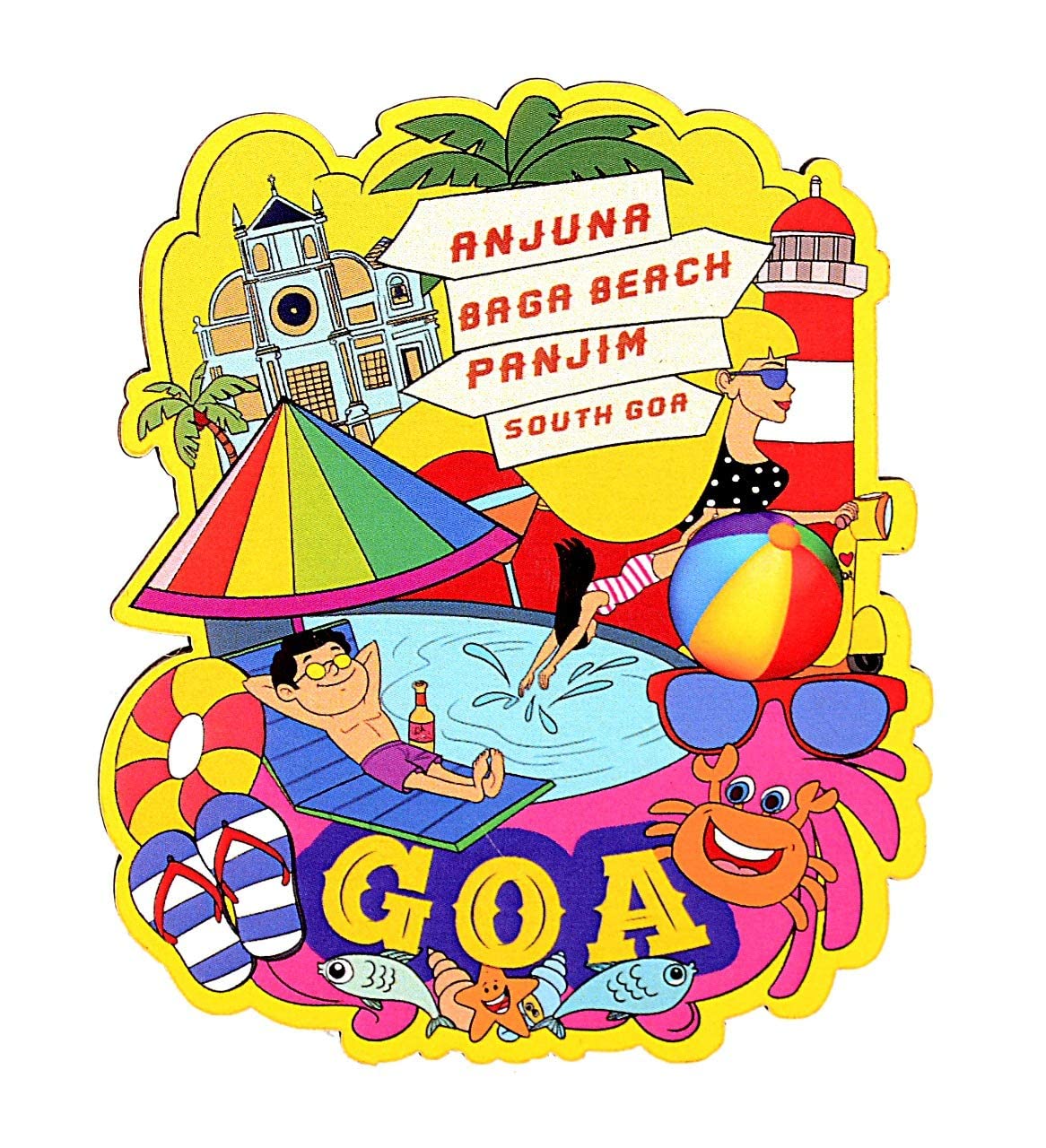 VVWV Goa India Souvenir Wooden Fridge Magnets Refrigerator Home Kitchen Dcor MDF Fridge Magnet L X H 3 X 3 Inch