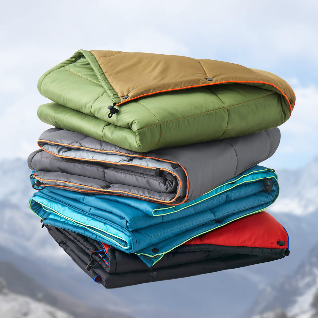 Unikome Outdoor Packable Camping Blanket, Lightweight Travel Blanket For Camping, Dual-Sides Puffy Down Alternative Camping Blan