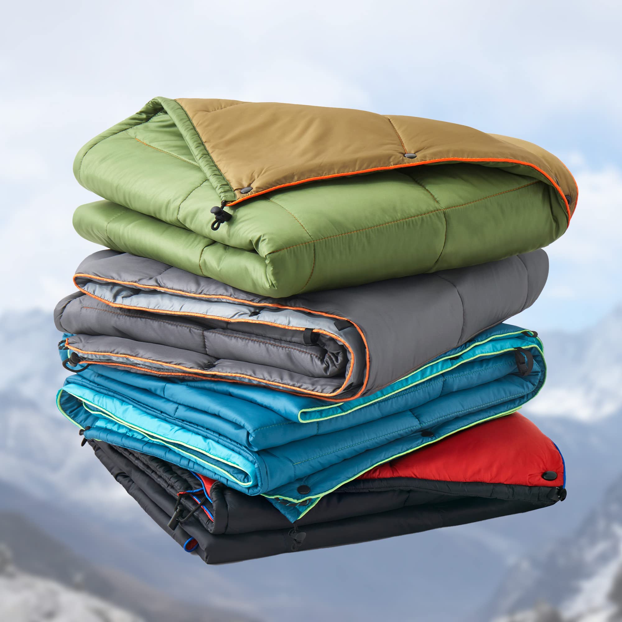 Unikome Outdoor Packable Camping Blanket, Lightweight Travel Blanket For Camping, Dual-Sides Puffy Down Alternative Camping Blan