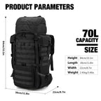 Mardingtop 70L Hiking Internal Frame Backpacks With Rain Cover Black
