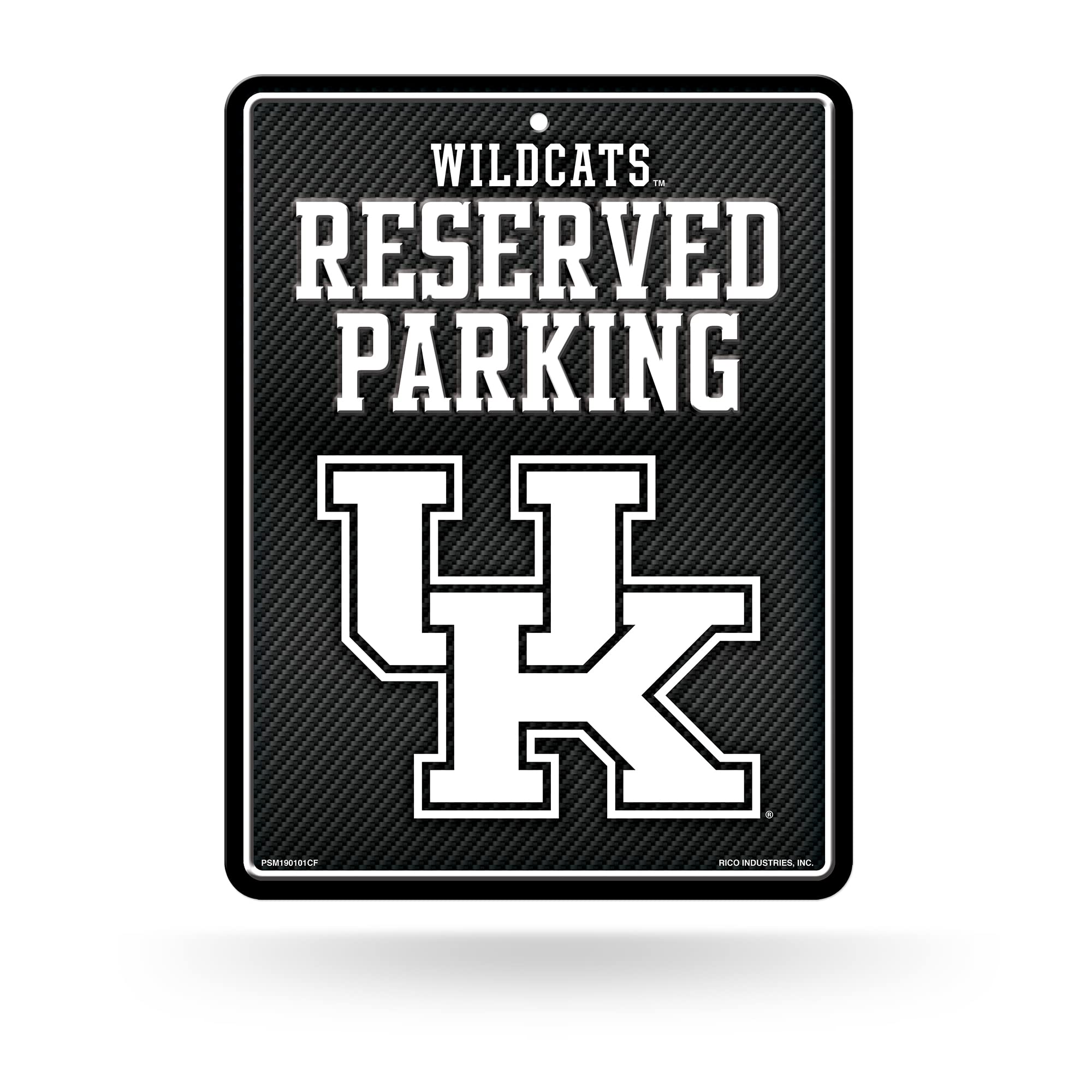 Rico Industries NCAA Kentucky Wildcats Metal Parking Sign 8.5 x 11 Carbon Fiber Metal Parking Sign - Great for Man Cave, Bed Roo