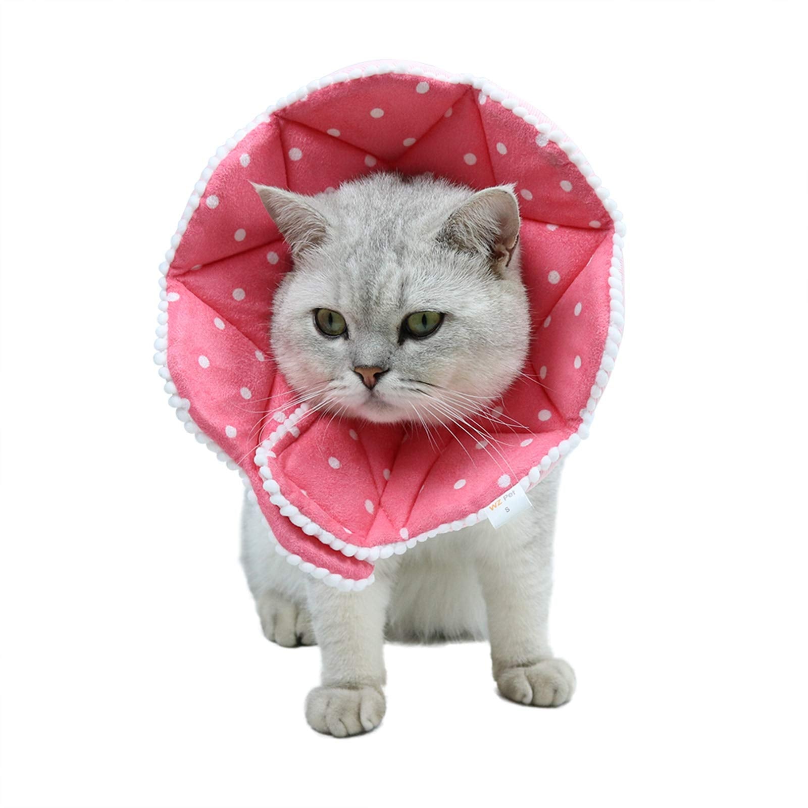 Wz Pet Adjustable Dog Cat Cone,Soft Recovery Cat Cone Collar,Dog Protective Collar For Cats And Puppy Surgery,Pink,Small