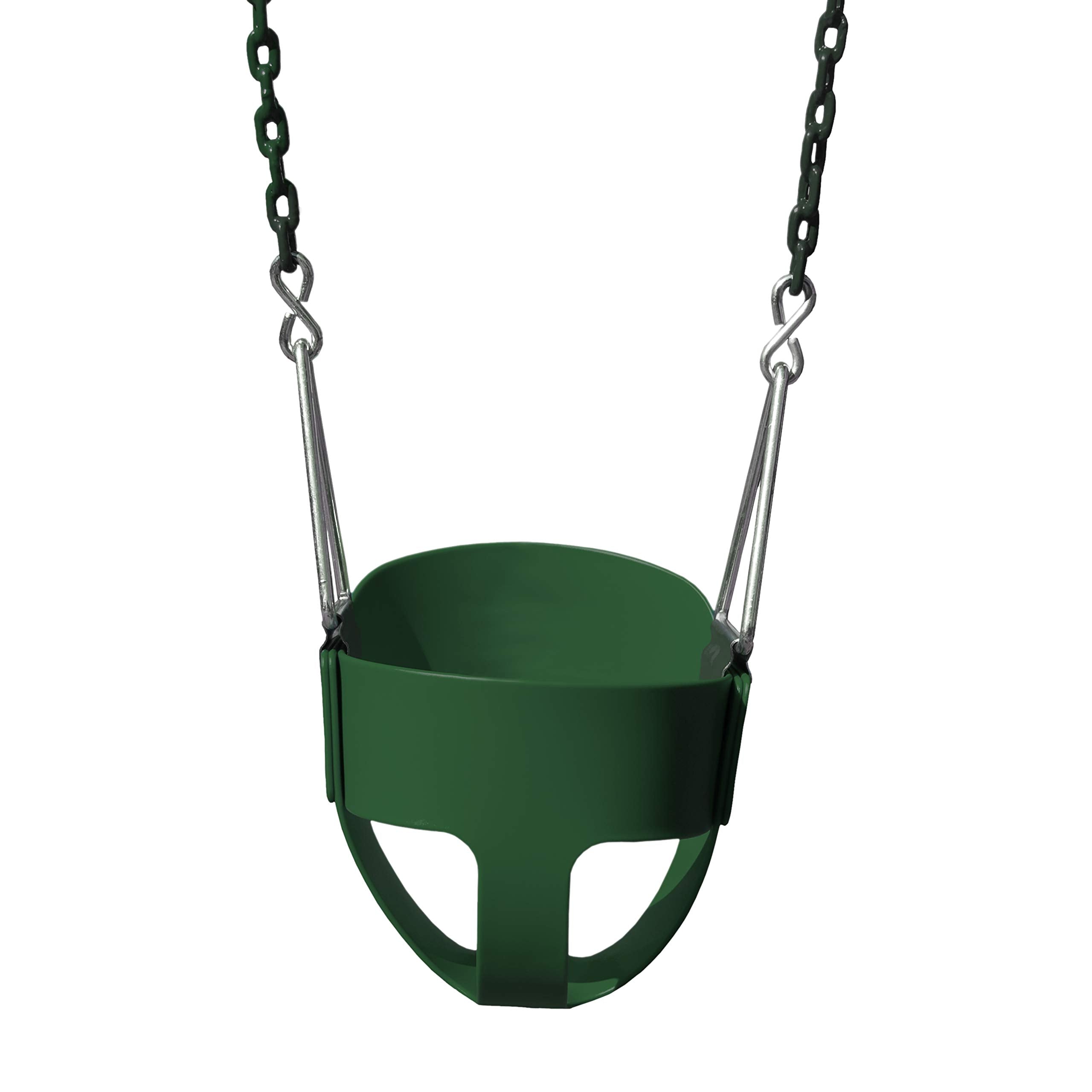 Gorilla Playsets 04-0008-G/G Full Bucket Toddler Swing, Bucket, Green 60'' Plastic Coated Chains, 50 Lb Capacity