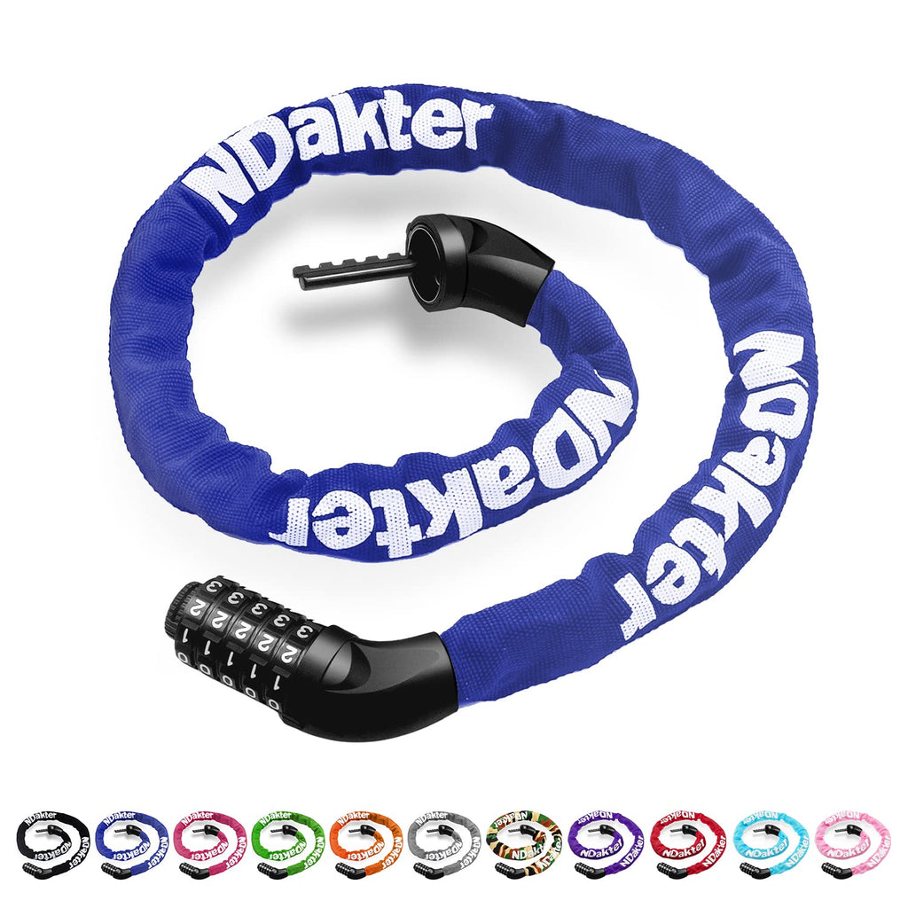 Ndakter Bike Chain Lock, 5-Digit Combination Anti-Theft Bicycle Lock, 32 Feet Long Security Resettable Bike Locks Heavy Duty For
