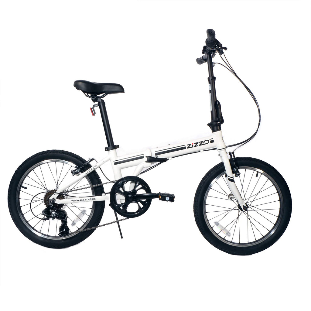Zizzo Campo 20 Inch Folding Bike With 7-Speed, Adjustable Stem, Light Weight Frame (White)