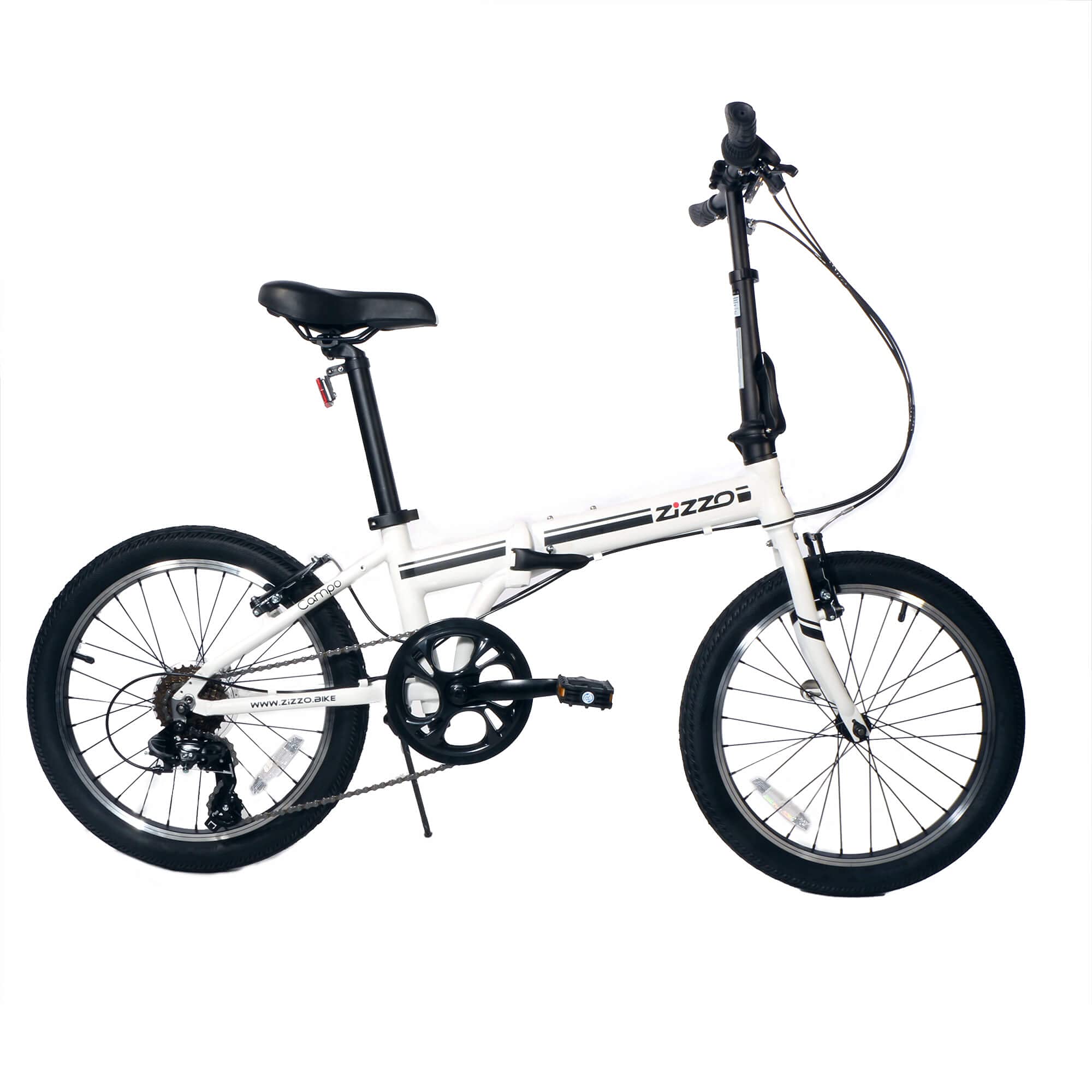 Zizzo Campo 20 Inch Folding Bike With 7-Speed, Adjustable Stem, Light Weight Frame (White)