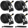 24'' Bicycle Tubes Fit 1.75/1.95/2.125, 4 Pack Bike Interior Tube - Schrader Valve With 2 Tire Levers, Professional Bike Inner T