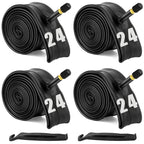 24'' Bicycle Tubes Fit 1.75/1.95/2.125, 4 Pack Bike Interior Tube - Schrader Valve With 2 Tire Levers, Professional Bike Inner T