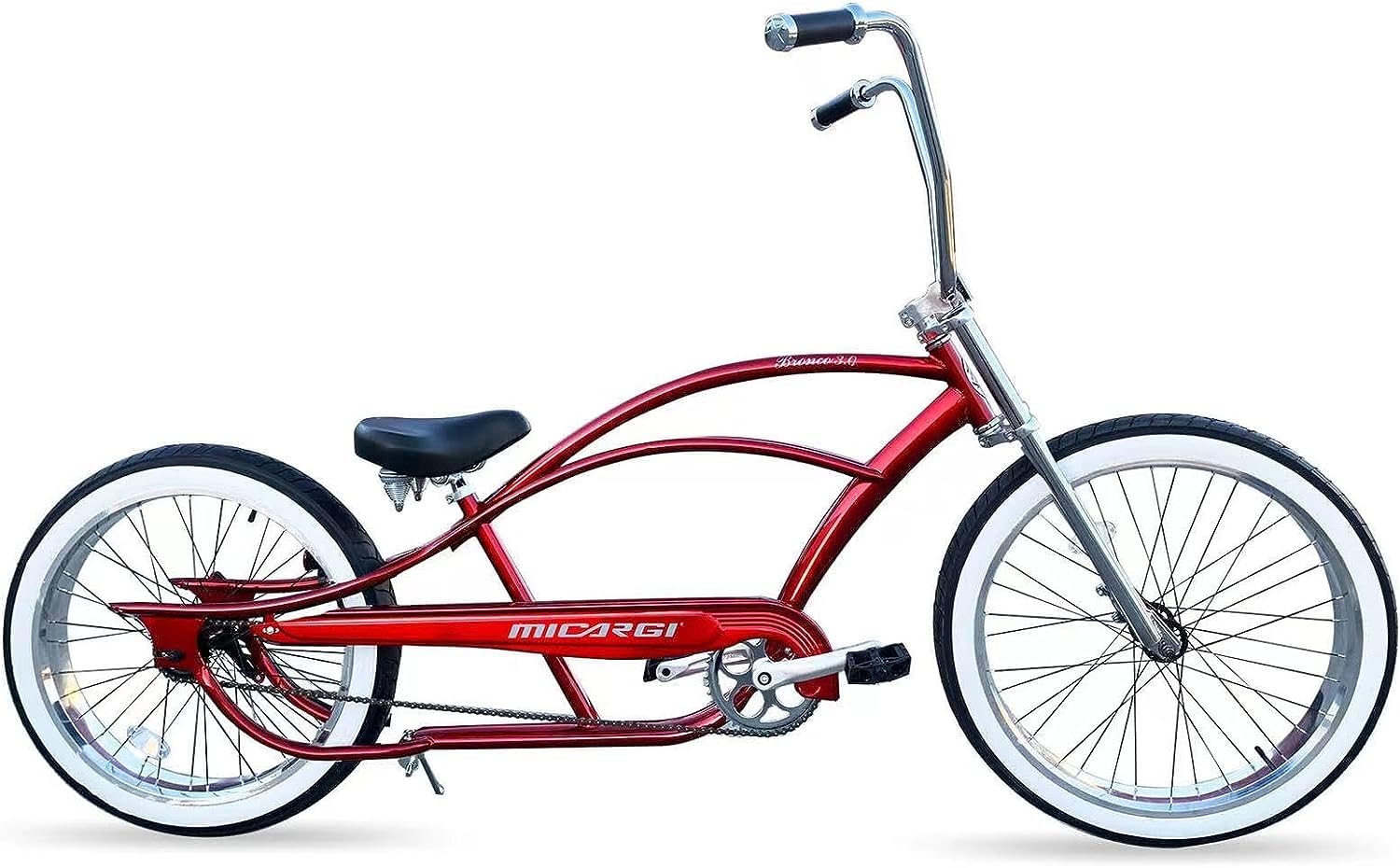 MICARGI 26 Inches Beach Cruiser Bike Chopper Bicycles,Single Speed,Coaster Brake (Red)