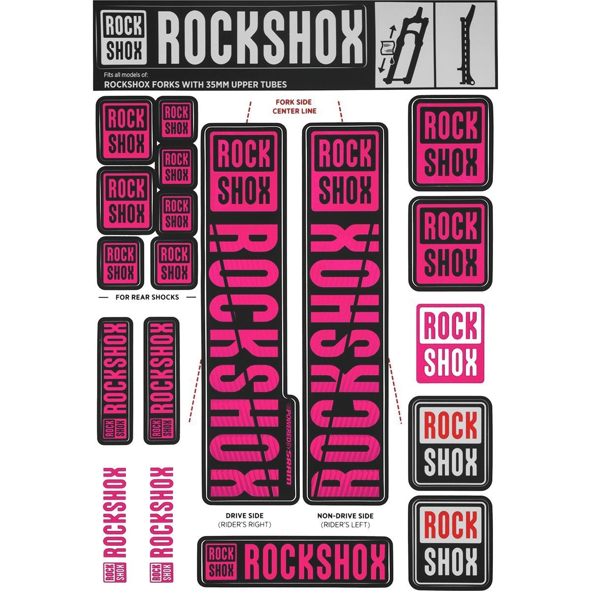 Rockshox Decal Kit, 35Mm, Magenta Color Matching Kit