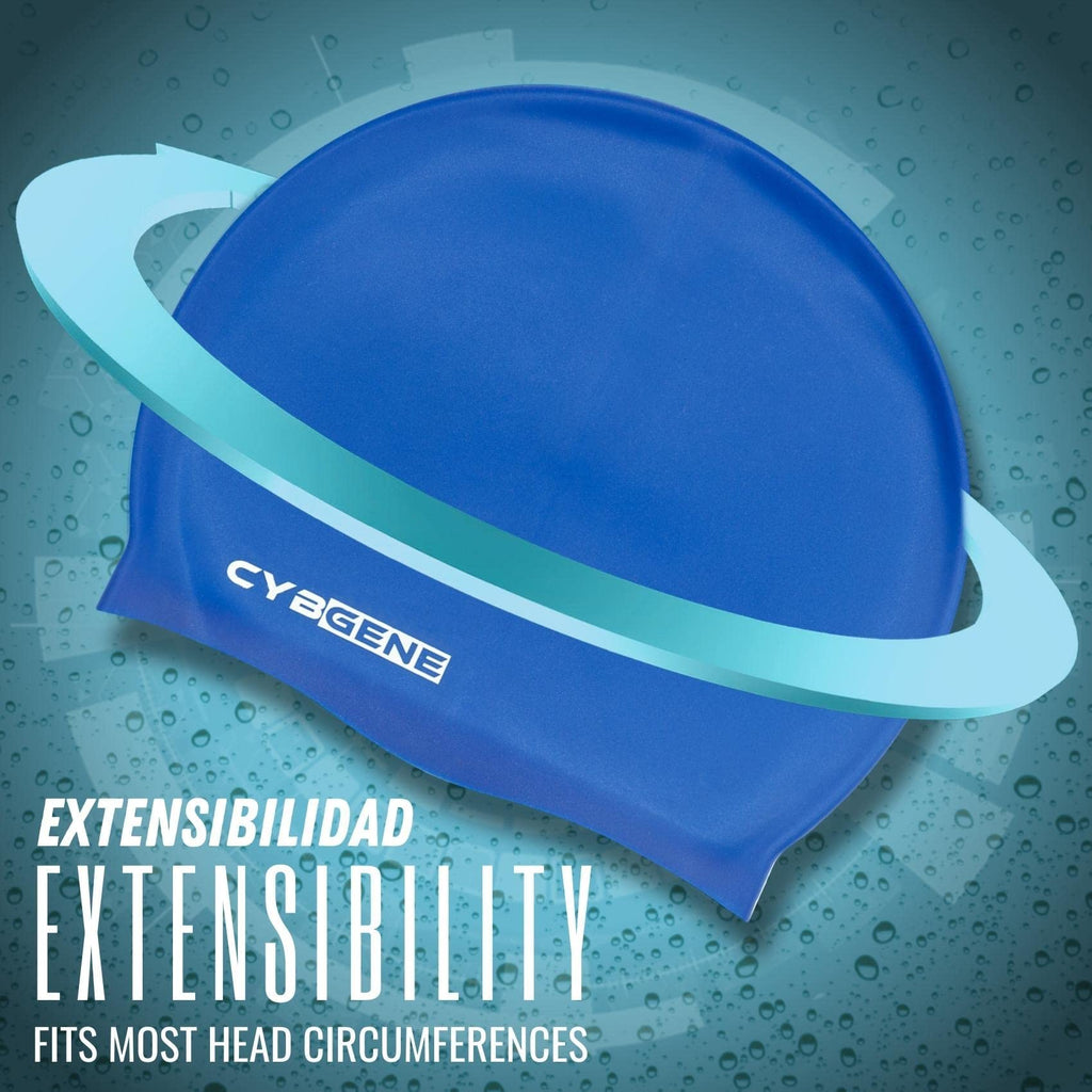 Cybgene Silicone Swim Cap, Unisex Swimming Cap For Women And Men, Bathing Cap Ideal For Short Medium Long Hair-Royal Navy