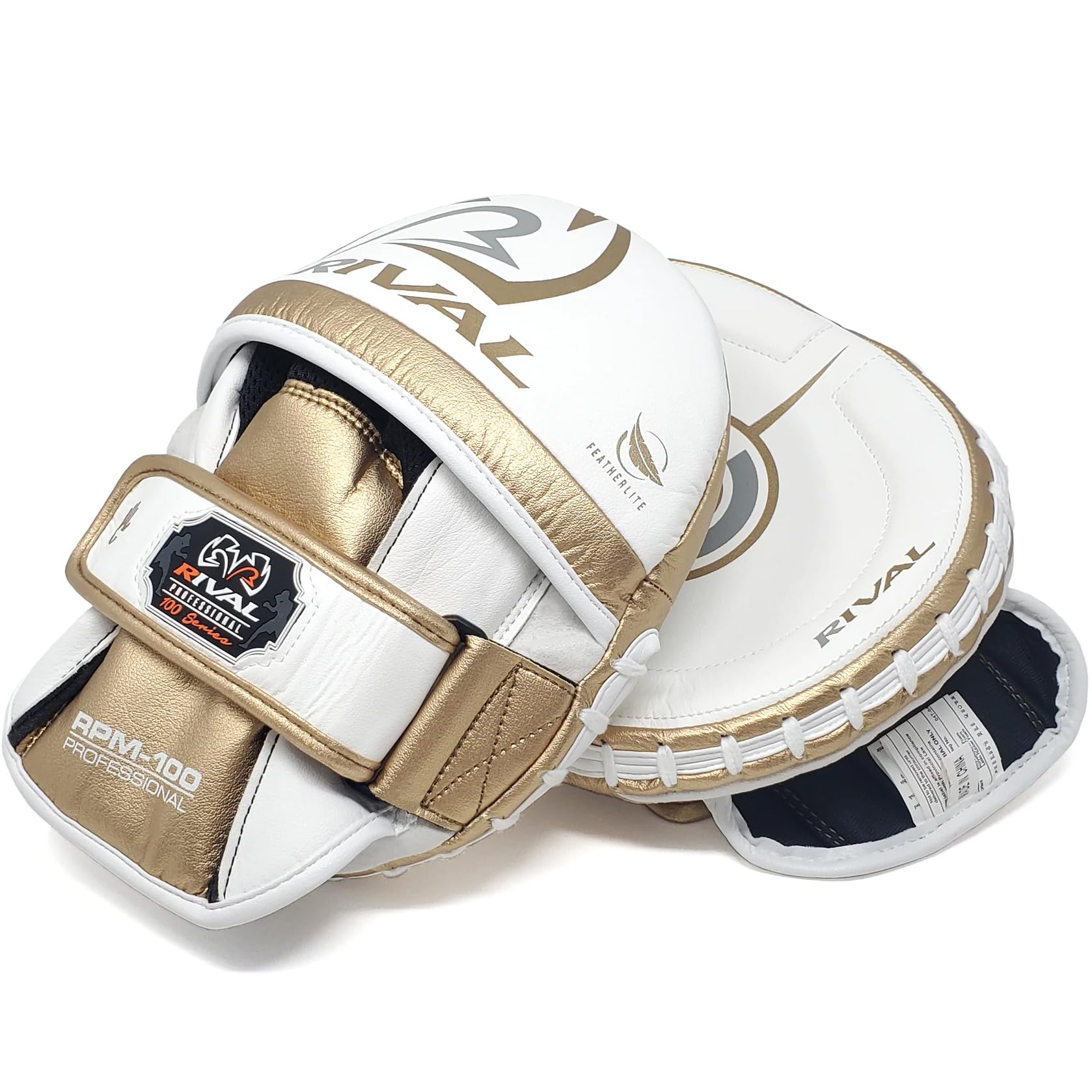 Rival Boxing Rpm100 Professional Punch Mitts - Pre-Curved Ergonomic Design, Angled Hook And Loop Wrist Strap, And Soft Inner Lin