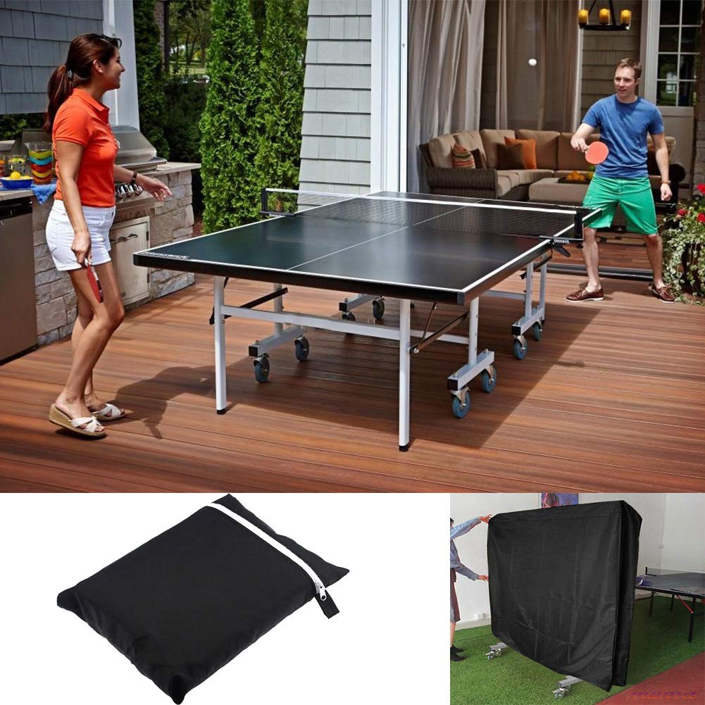 J&C Table Tennis Cover Upright 420D Ping Pong Table Cover, Black Full Uv Protected Table Tennis Cover Outdoor Waterproof Heavy D