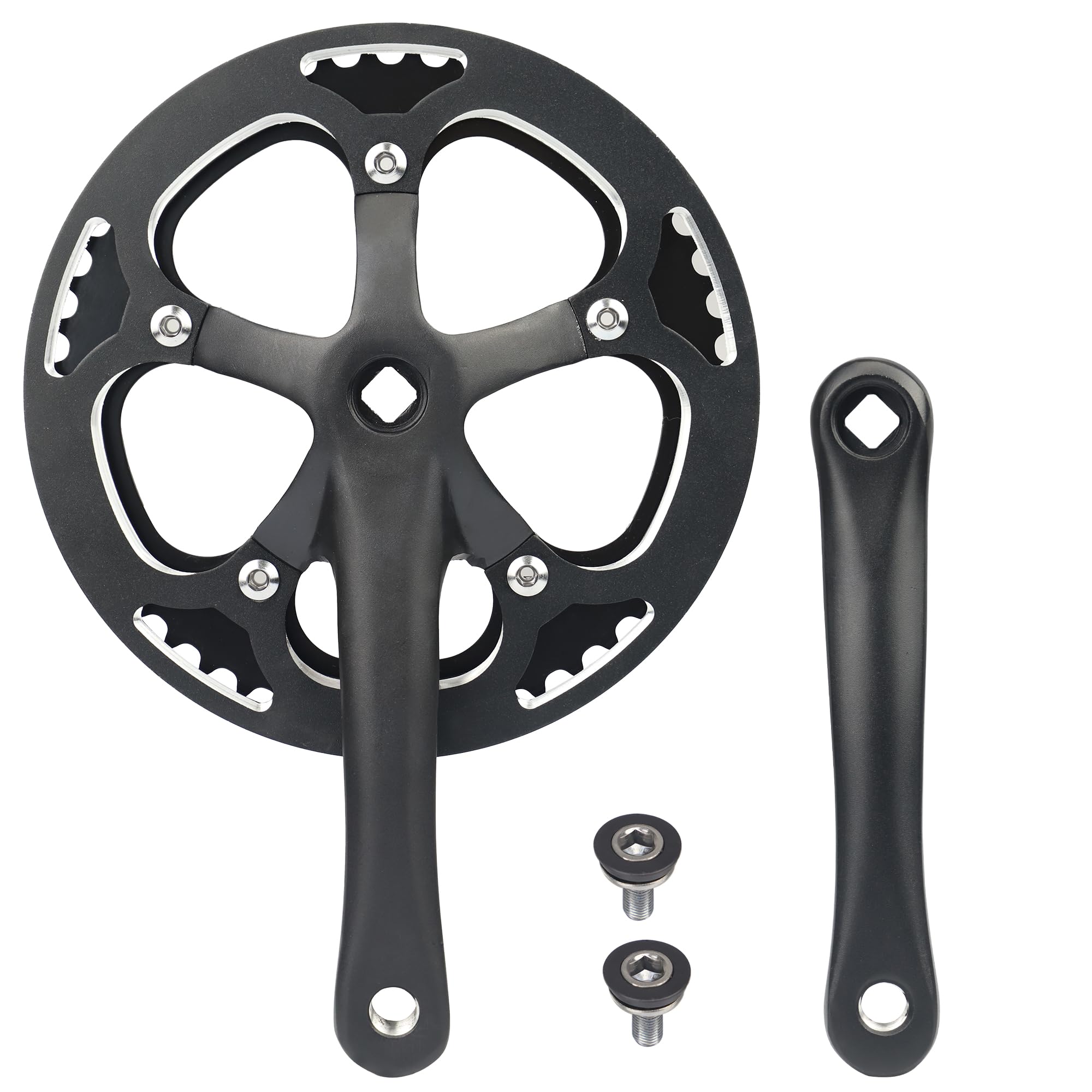 WEEROCK E-Bike/Bicycle Crankset 1 PSC 48T Steel Charing, Alumininum Alloy Single Cover and 170mm Arm Crank Set, Compatible with 